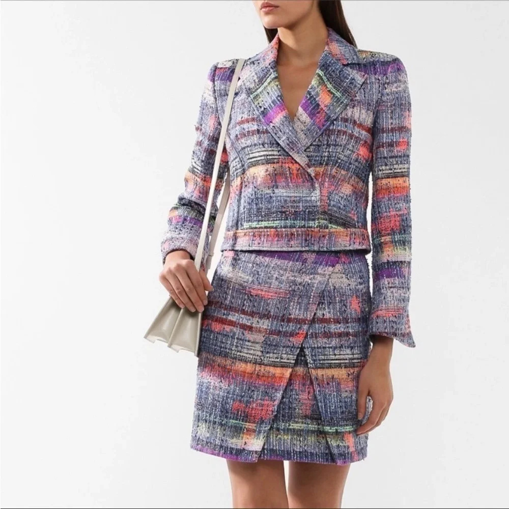 Emporio Armani Multi Color Tweed Metallic Skirt Size 42